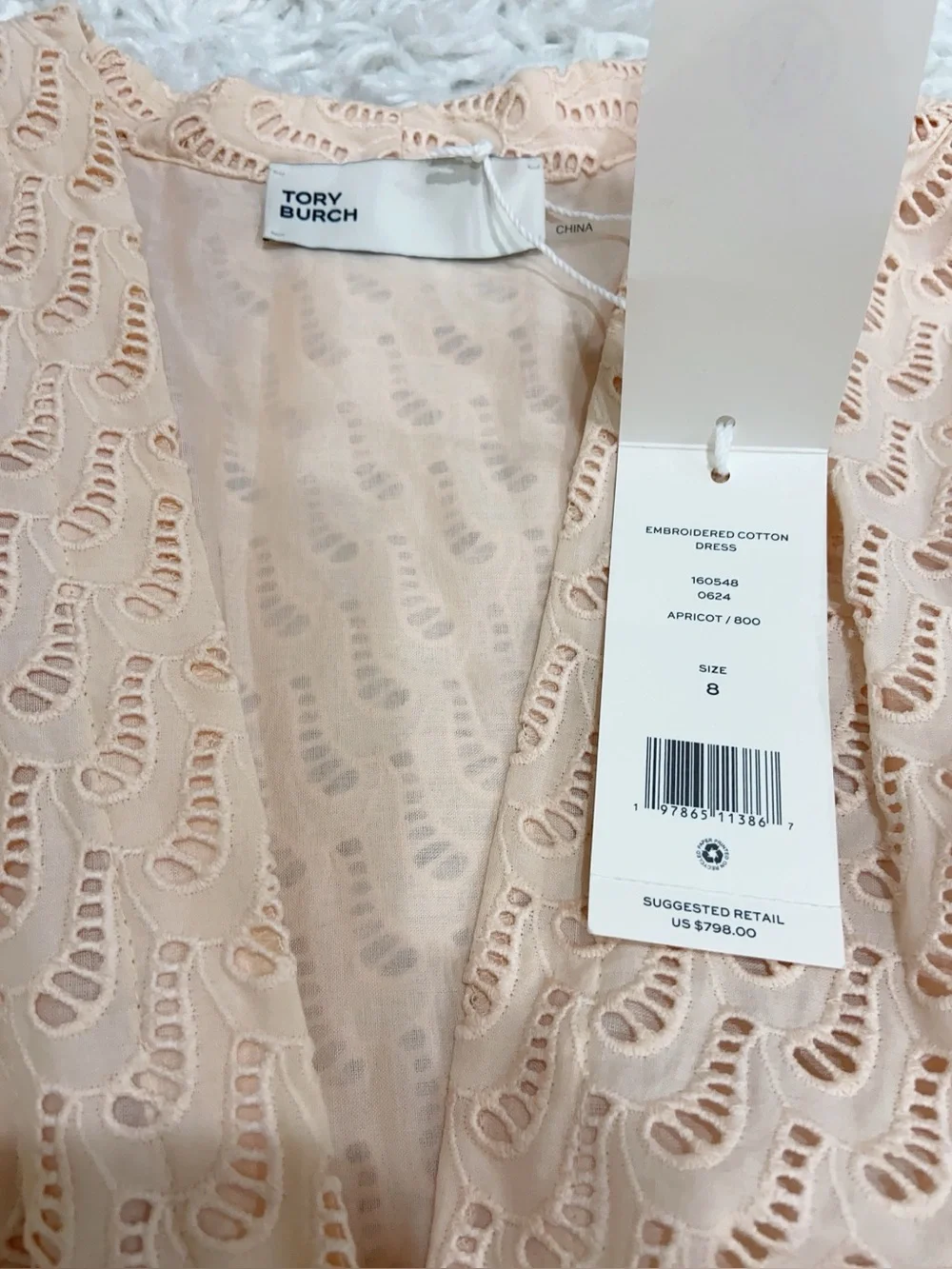 NWT $798 Tory Burch Embroidered Cotton Midi Dress In Pink Sorbet